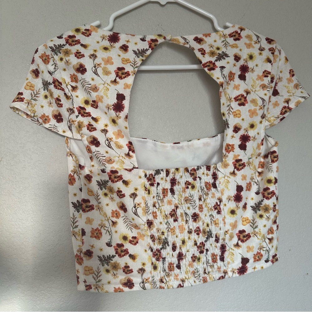 F21 Floral Print Women's Short Sleeve Crop Top, Small - Picture 4 of 7